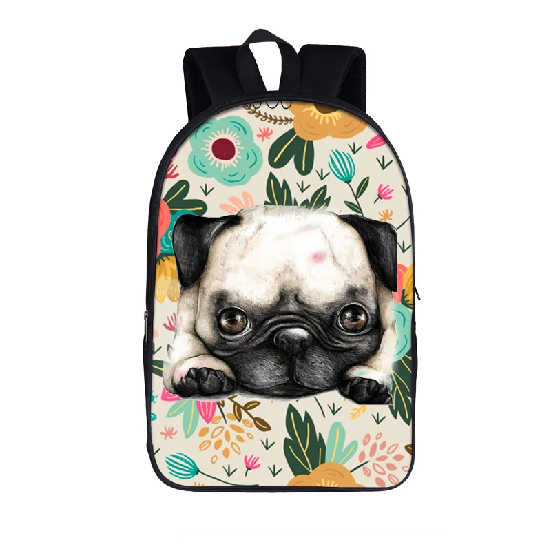 Flower Dog Yorkshire Terrier Backpack Children French Bulldog School Bags for Teenagers Girl Boy Daypack Kid School Backpack Bag