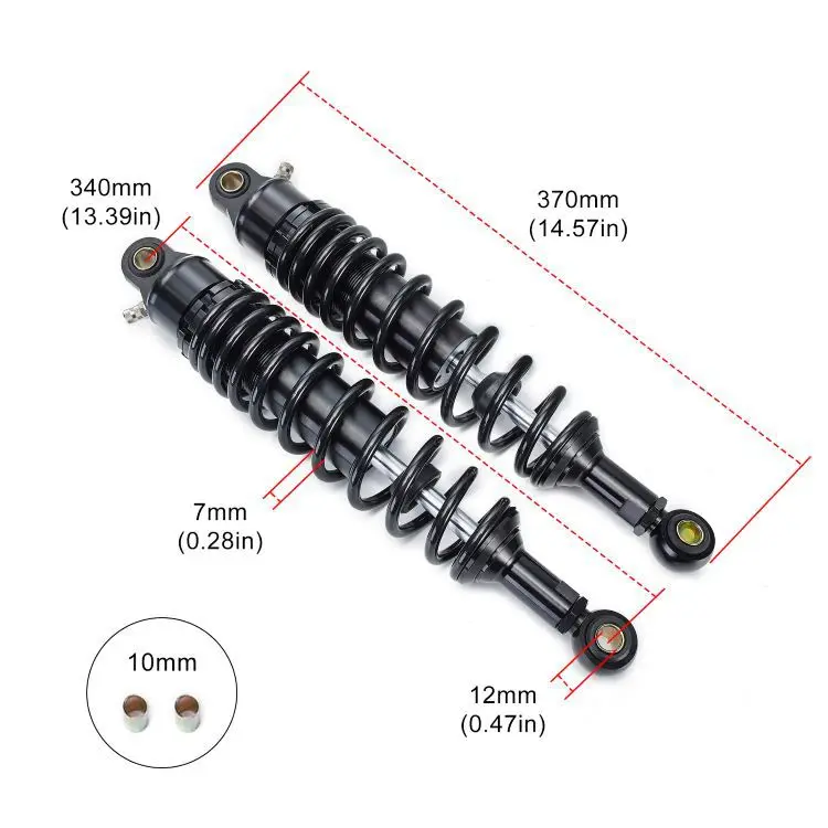 340 mm motorfiets schokdemper achterschokdemper hydraulische olie gemodificeerde auto bovenste en onderste ronde kop dubbele reductie