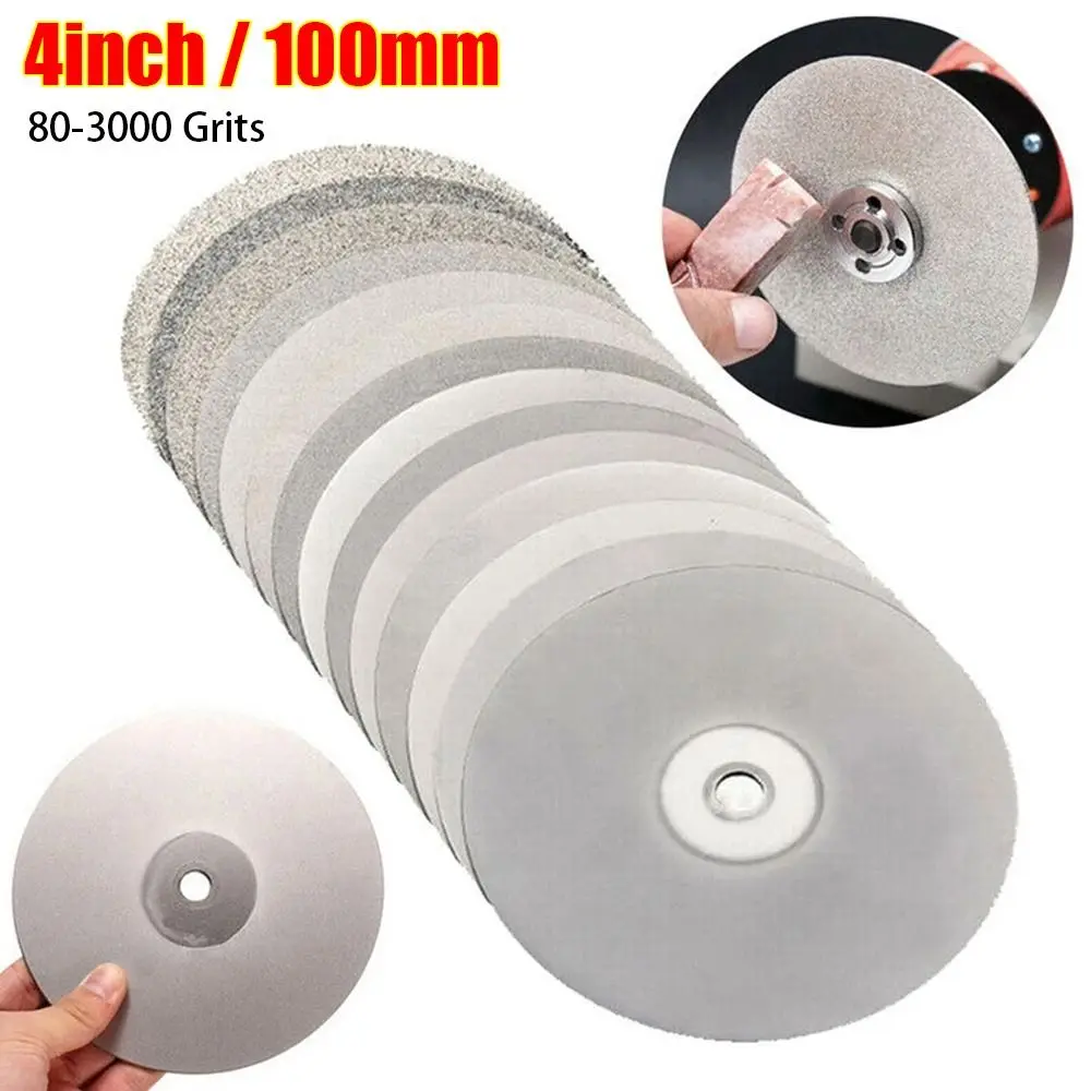 1Pcs Diamond Coated Diamond Grinding Disc 4inch 100mm Abrasive Disc Grinding Wheels 80-3000Grit Woodworking Tool