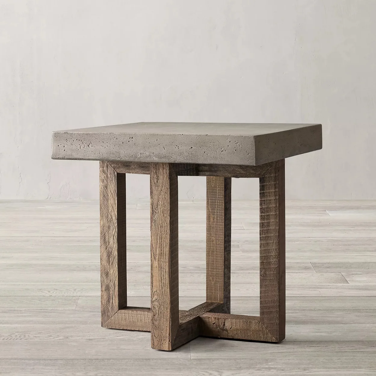 # Nordic American Rural Retro Design Small Living Room Concrete Layer square Solid Wood Side Table