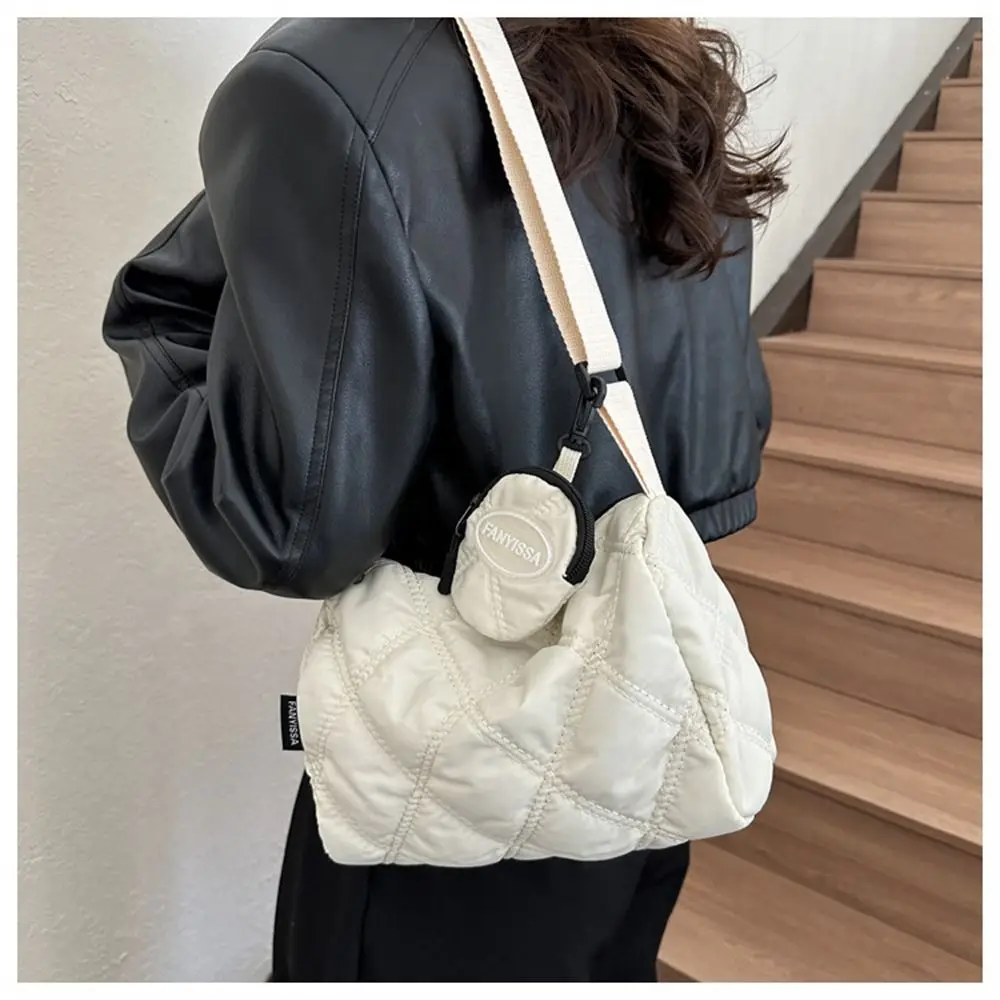 Simple Down Puffy Cotton Padded Quilted Shoulder Bags Puffy Solid Color Commute Bags Messenger Bag Women Girls