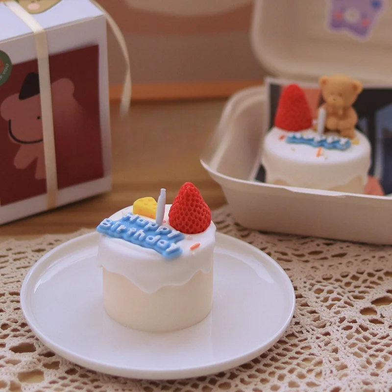 Mini Birthday Cake 3D Silicone Emulational Cake Candle Mould Scented Soap Mold Handmade Molds Resin Clay Making Cake Decor