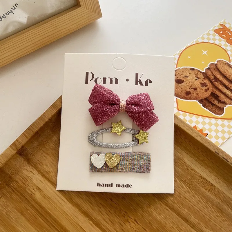 2pc niedlichen Glitzer Bowknot Baby Haars pangen Cartoon Katze Haarnadeln Kind Wolke Regenbogen Stern Haarnadel BB Haars pangen für Mädchen Kopf bedeckung – Detail 6