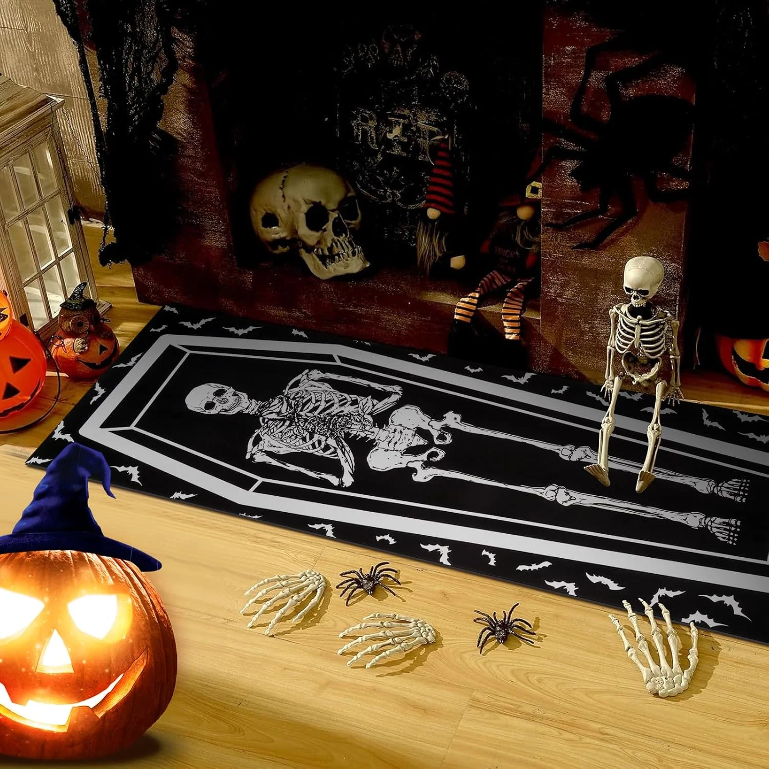 VIKAMA Halloween Running Carpet Corridor, coffin Mummy running carpet, indoor and outdoor carpet, home decoration
