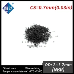 니트릴 고무 블랙 NBR 70A O-링 CS 0.7mm, OD2/3/3.2/3.7*0.7mm, O링 개스킷 내유성 방수, 10 개/로트
