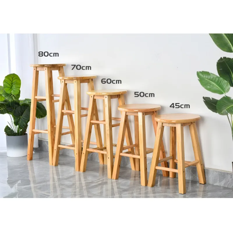 High Stool Bar Chair Household High Stool Solid Wood Chair Workshop High Wood Stool Beauty Stool Nordic Bar Chair view 4