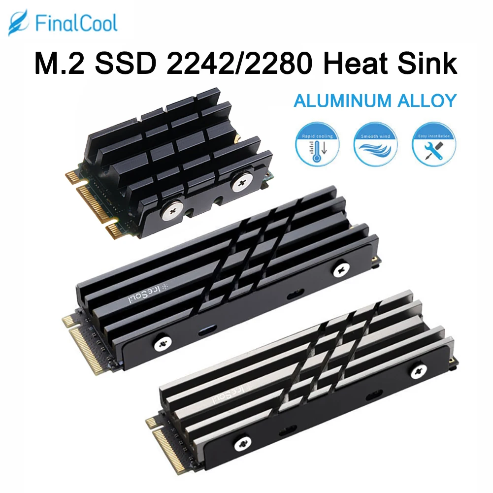 FinalCool Heat Sink Cooler Radiator Heatsink NVME Thermal Pad Aluminum Alloy Solid Hard Drive Cooling Patch M.2 SSD 2242/2280