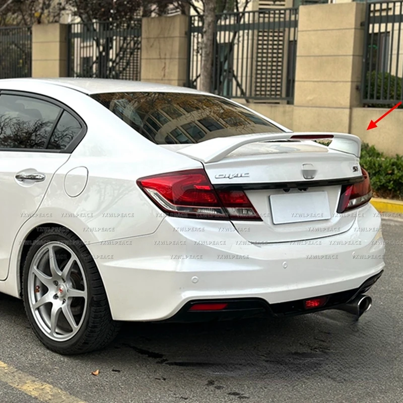 For Honda Civic 9.5th Gen 2014 2015 With Lights Style ABS Plastic Unpainted Color Rear Trunk Lip Spoiler Body Kit Accessories