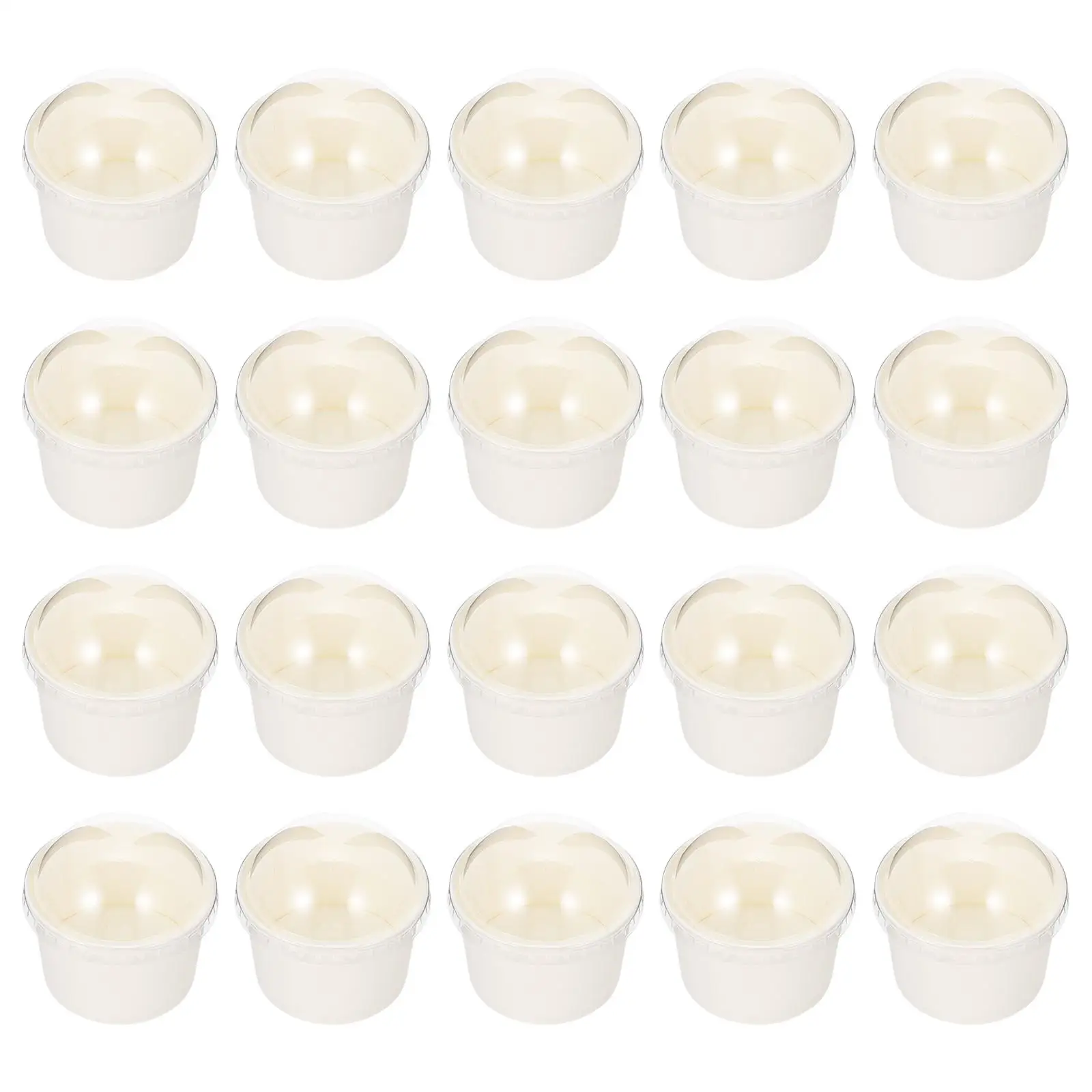 

50 Sets Ice Cream Cups Dessert with Lids Dome Paper Bowls Yogurt Cake Food Containers Pudding Parfait