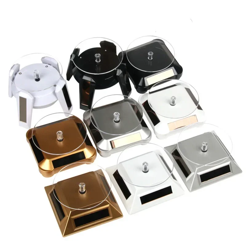 Solar Showcase 360 Turntable Round Rotating Jewelry Necklace Bracelet Watch Phone Display Stand Jewelry Organizer Hard