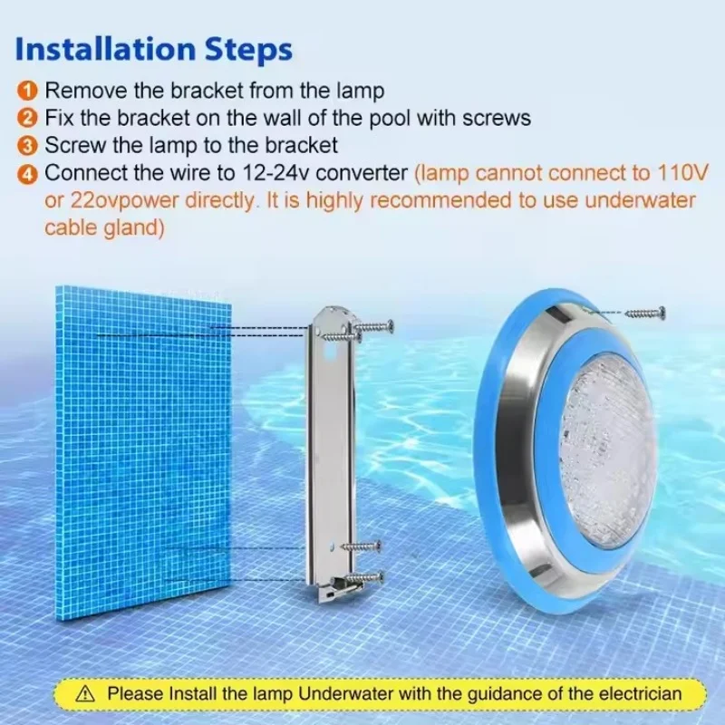 LED Swimming Pool RGB Underwater Light 12V AC Surface Plat Fountain Lights IP68 Waterproof 18W 36W 45W 54W