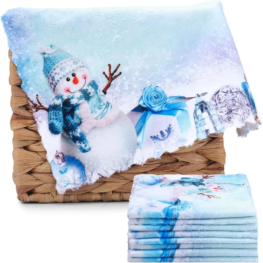 

8 Pcs Christmas Kitchen Dishcloths 10.63"x10.63" Absorbent Square Dish Cloths Xmas Hand Towels Washable Fast Drying Dish Rags R