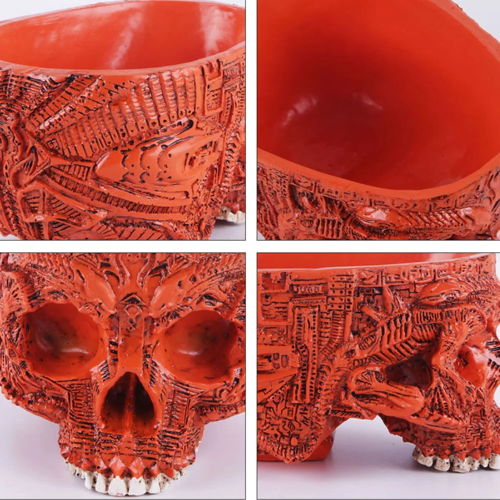

Skull Flower Pot Resin Small Plant Pot Mini Lightweight Succulent Holder Compact Bonsai Planter Artistic Desktop Creative Home