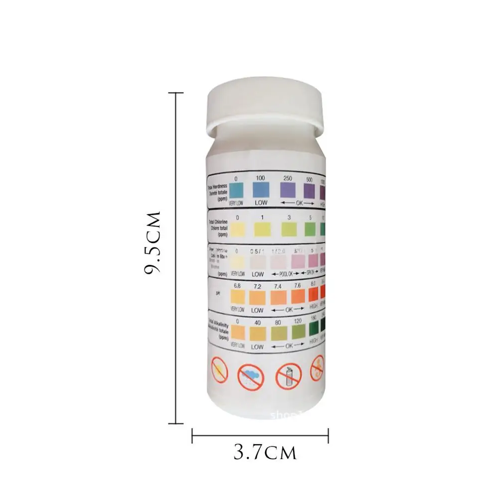 50pcs Multipurpose 5 in 1 Chlorine PH Test Strips SPA Swimming Pool Water Tester Paper Hardness Tool
