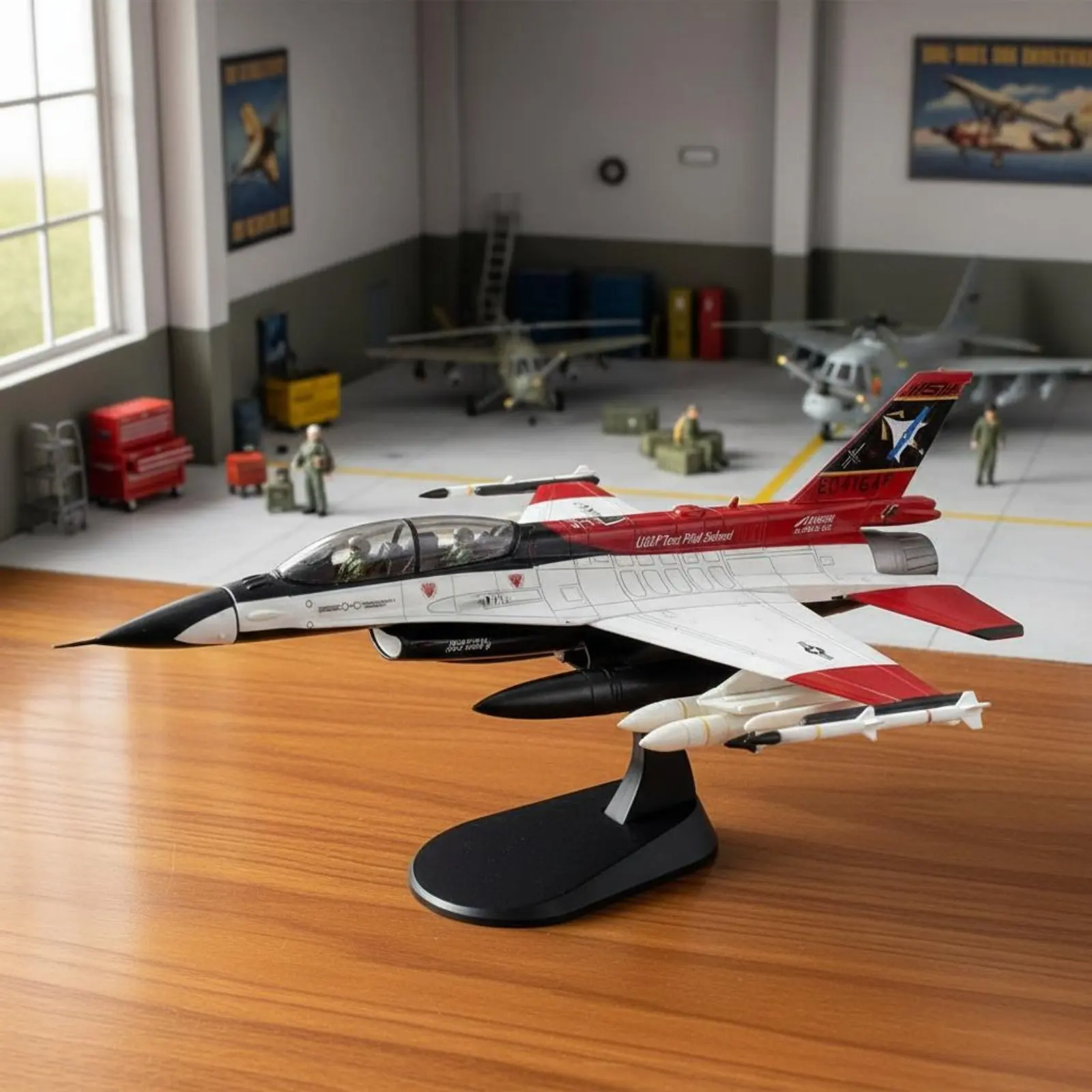 

AeroView Test Jet Model Alloy and Plastic F-16D Airplane Model Decoration Die-Cast No Assembly Needed for Collectors