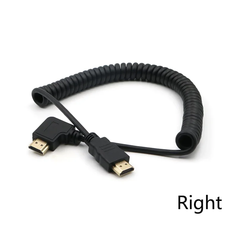 Elastic Coiled Spring HDMI-Compatible Cable Male to Male V1.4 1080P 3D Pure Copper HDMI Left & Right Angled Cable 2.0m