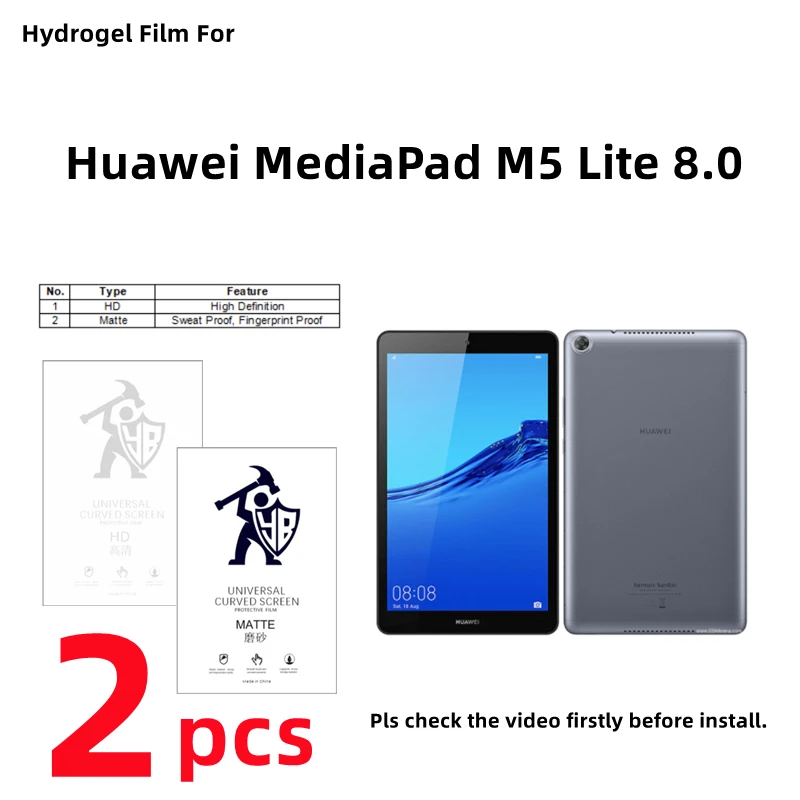 

2pcs HD Hydrogel Film For Huawei MediaPad M5 Lite 8.0 Matte Screen Protector For MediaPad M5 Lite 8.0 inches Clear/Frosted Film