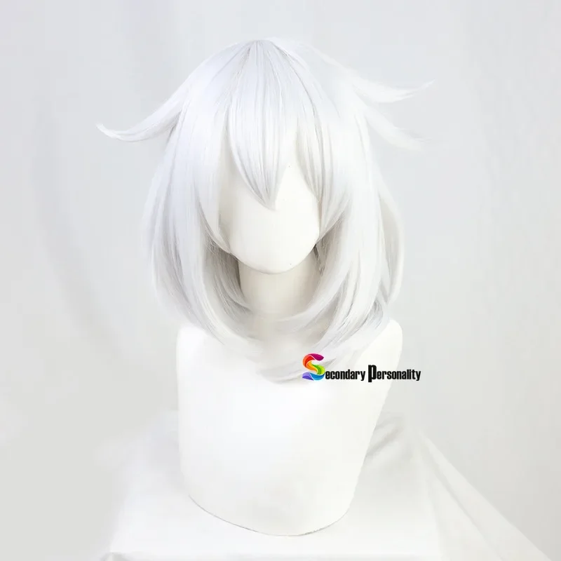 Genshin Impact Game Paimon Silver Gray Large Inner Buckle Cosplay Wig Anime Heat Resistant Synthetic Wig   Wig Cap