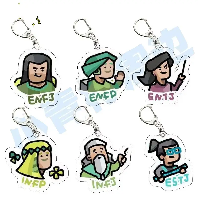 16 نوع من MBTI مزدوجة الجانب سلسلة مفاتيح مصنوعة من الأكريليك ENFP حقيبة قلادة ESTP الديكور الإبداعية الكرتون اكسسوارات ISFP ISTP infp intp #1