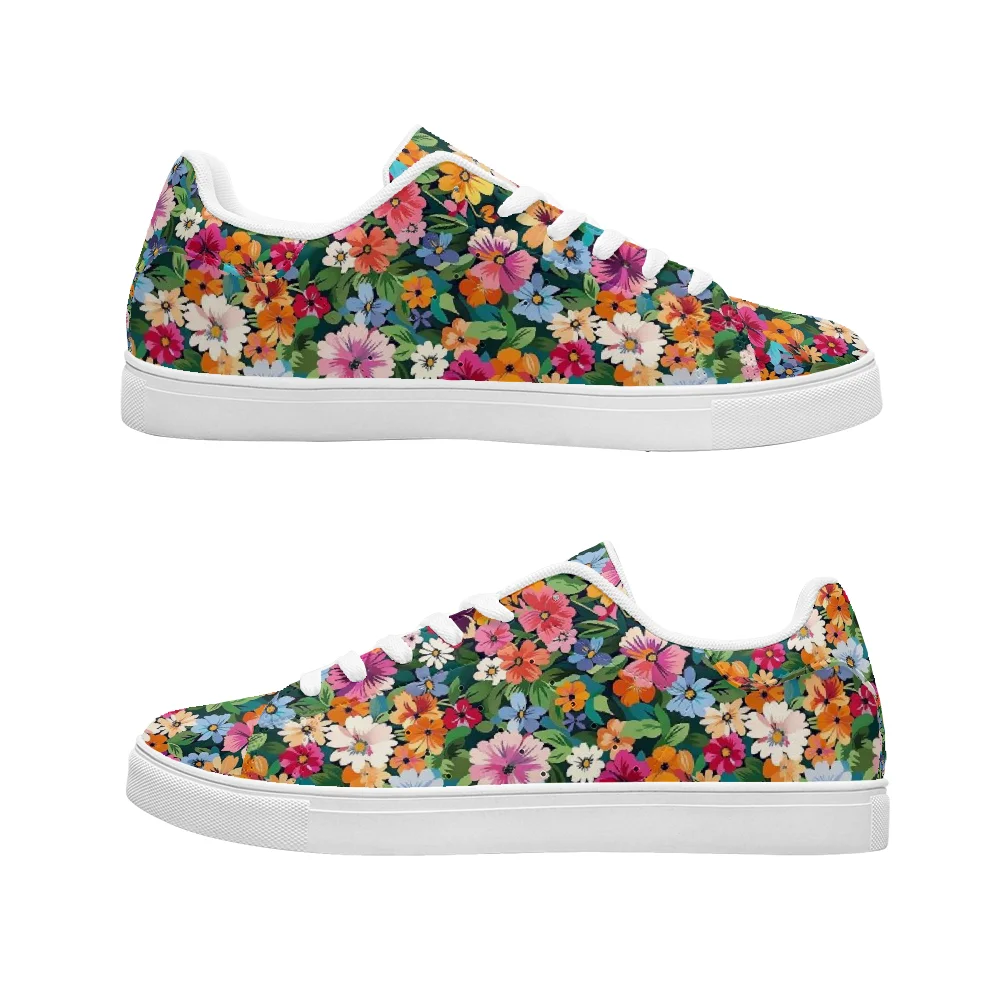 

Bohemian style floral print women's fashion shoes, high-quality, fashionable, casual, and versatile white shoes woman