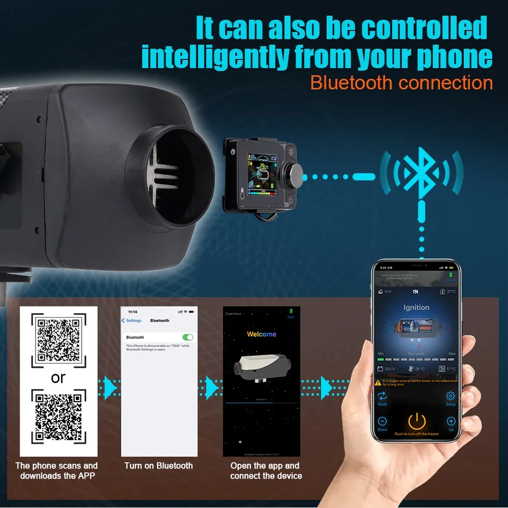 2/5/8KW 12V&24V DC&AC Universal Split Type Bluetooth Parking Heater Universal Suitable For Various Types Of Cars