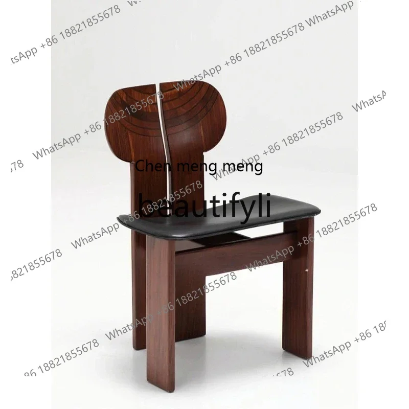cn8350 ss Vintage Designer Chair Wabi-Sabi Style Retro Solid Wood Home Backrest Dining Chair Art Single Chair