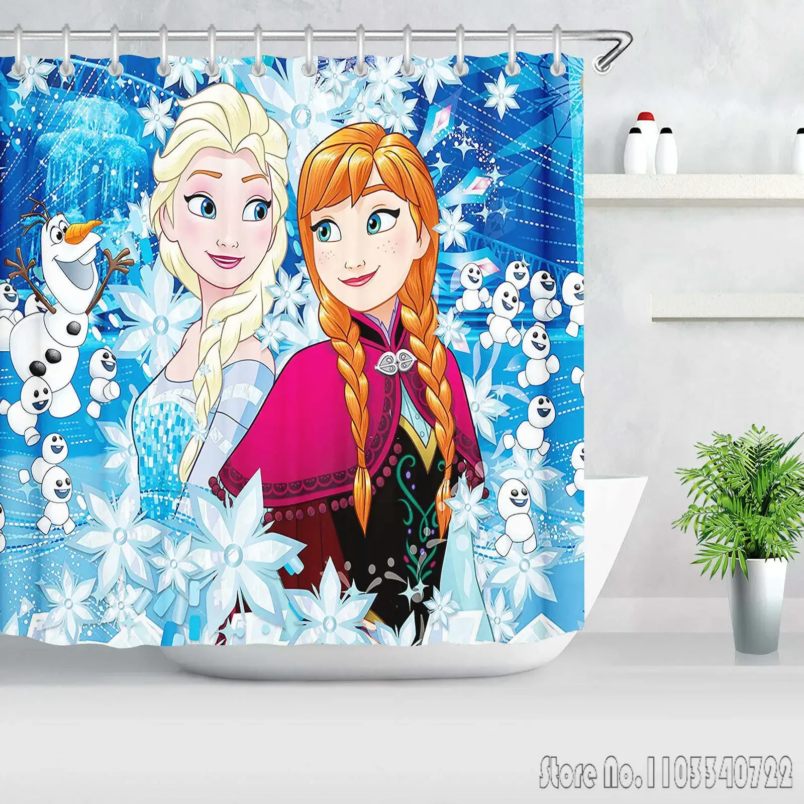 Frozen Princess Elsa Anime cortina de ducha accesorios de baño impermeable hogar de lujo adecuado para niños y adultos lindo