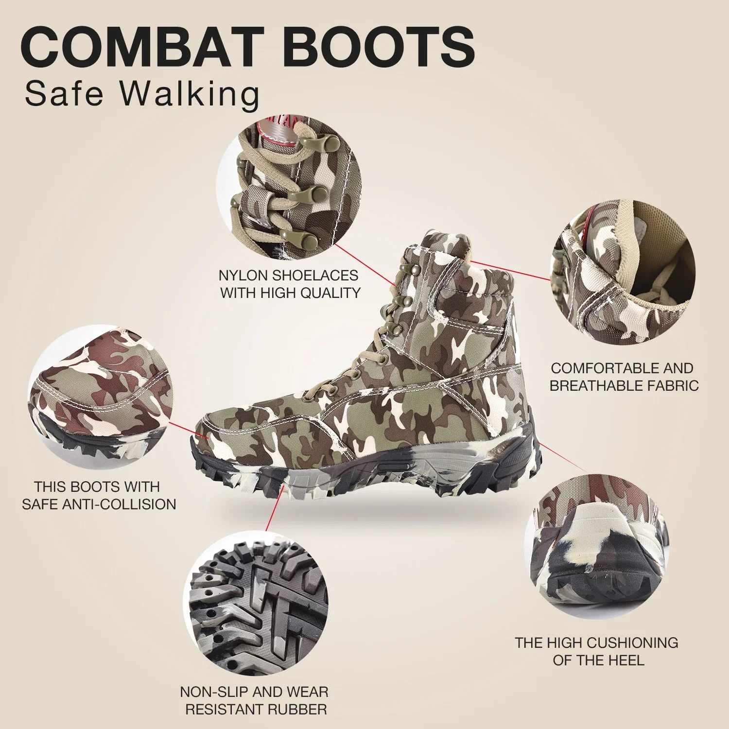 Men Tactical Boots Outdoor Hiking Shoes Autumn Camo Camping Trekking Boot Climbing Non-slip Wear-resistant Hiking Shoes