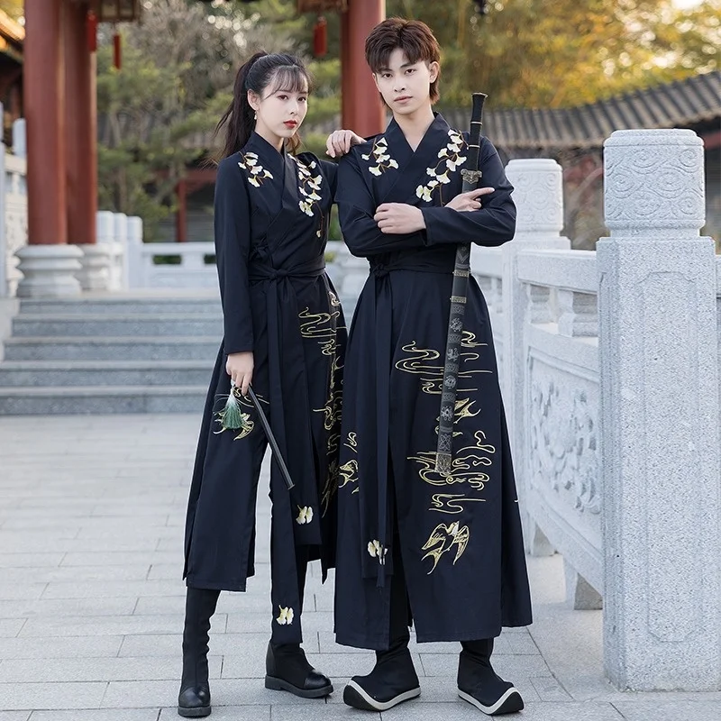 Vestido Kimono para hombre y mujer, traje Tang tradicional chino Hanfu, Tops, falda, disfraz de Cosplay samurái japonés, bata Yukata