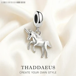 Unicorn Dangle Charm Pendant New Fine Jewelry Real 925 Sterling Silver Cute Gift For Women Men