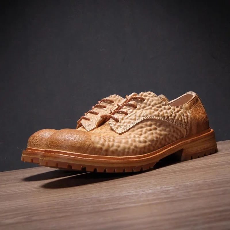 Handmade Men's Shoes Genuine Leather Casual Dress Lace Up Business Leather Shoes Male High End Cowhide Retro Derby Shoes
