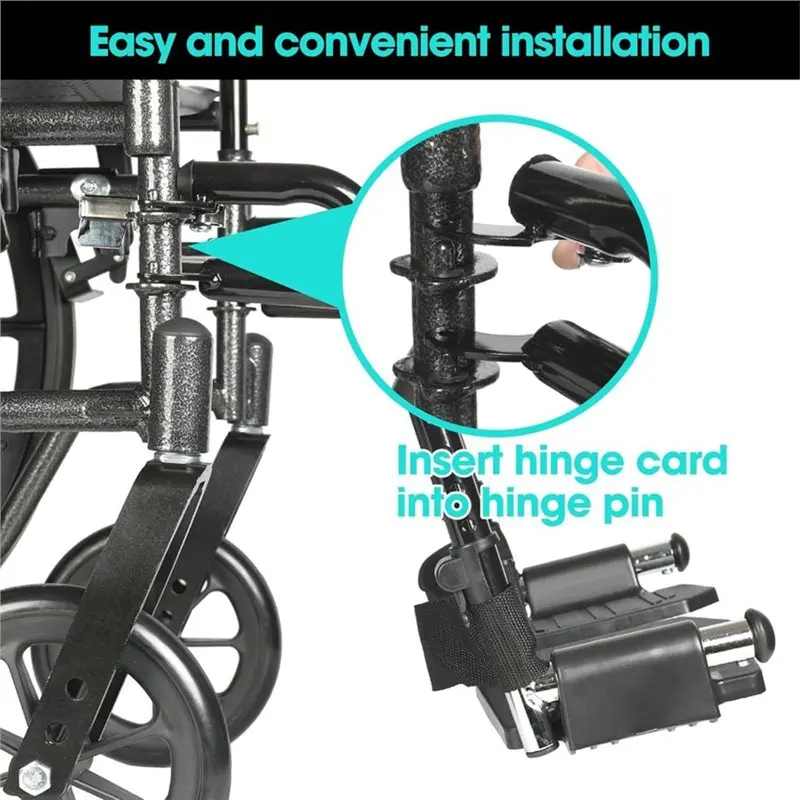 ABIT Universal Foldable Wheelchair Footrest-Adjustable Composite Footboard& Heel Loop, Replacement Comfort Support