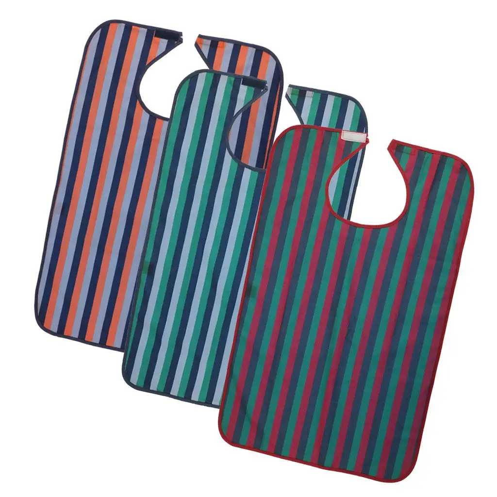 Waterproof PVC Adult Eating Bib Reusable Clothing Protector Apron for Elderly Dining Care and Patient Meals
