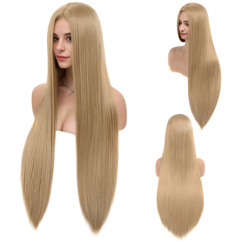 女性の日常のパーティーやハロウィーンのロールプレイングに適した28インチのロングストレート合成ウィッグのクリアランスセール