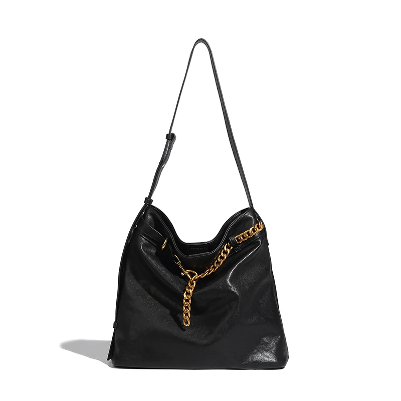

Casual Tote Bag For Women Luxury Designer Handbags And Purses 2024 PU Vintage Chain Belt Buckle Large Capacity Underarm Shoulder