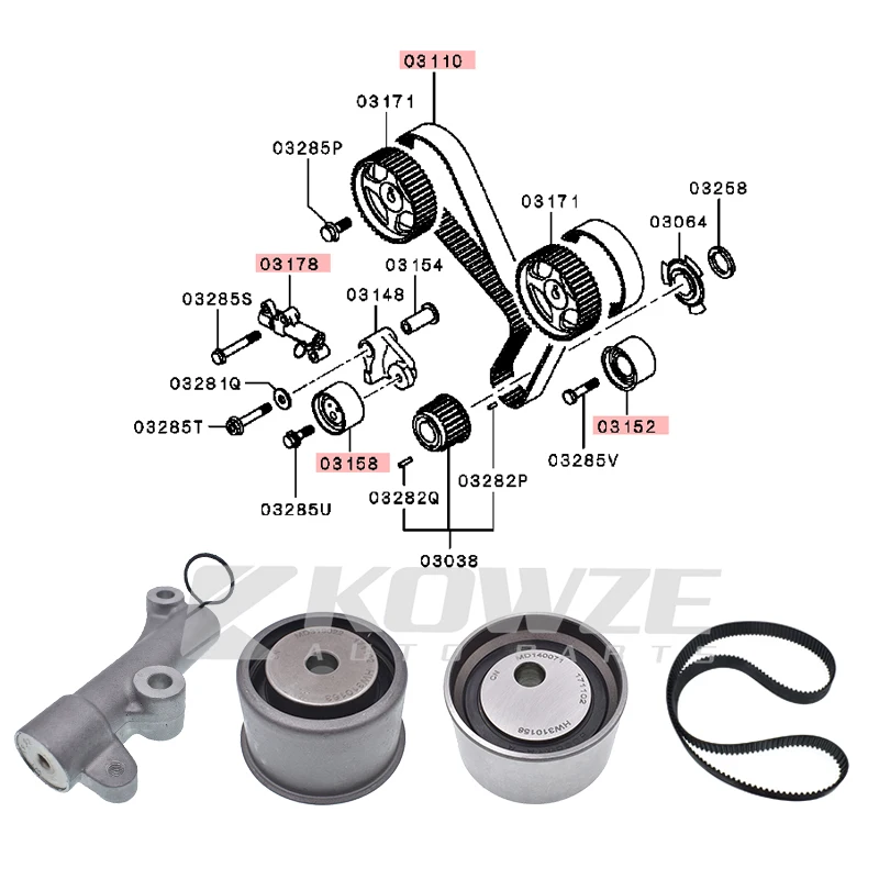 6G72 Time gauge Kit Genuine Timing Suit Timing belt For Mitsubishi Pajero V63 V73 V83 V93 MD358557 MD319022 MD140071 MD362861