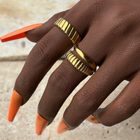 DOTIFI Stainless Steel Geometric Hollow Irregular Ring Set Of Two Female Simple Fashion Personality Opening Adjustable Ring