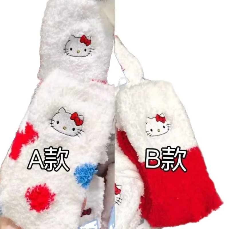 لطيف مرحبا كيتي دافئ جدا في الخريف والشتاء المطرزة منتصف أنبوب الجوارب سميكة جوارب يمكن السير بها على الأرض المنزل بالجملة للأطفال #1