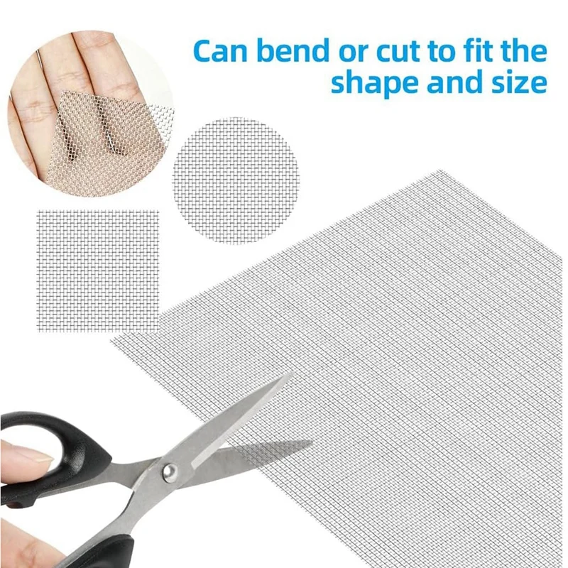 Mesh Sheet Size,20 Mesh Woven Wire Mesh Gap-Blocker Metal Filter Fine Screen Roll Drain Cover Mesh Silver