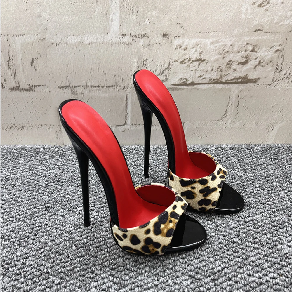 FHC 16 سنتيمتر/14 سنتيمتر النساء صنادل عالية الكعب ، زقزقة اصبع القدم النعال ، ليوبارد المرحلة تأثيري الأحذية ، زيبرا نمط الصيف الشرائح ، دروبشيب #1