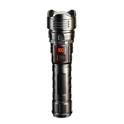 LED Flashlight Super Bright Rechargeable Portable Ultra Power Torch Lamp Retractable Digital Zoom Hand Light For Camping Outdoor