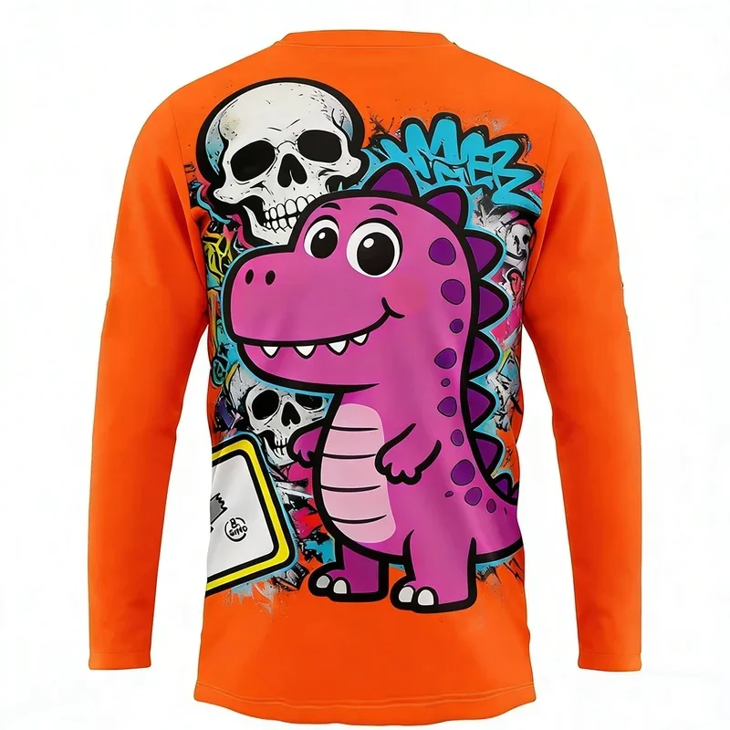 Men's cycling apparel, dinosaur print, mountain bike T-shirt, MTB cycling apparel, BMX motorcycle riding apparel, long plus size