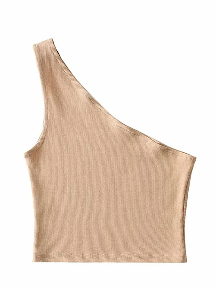 European and American style sloping shoulder vest women's new single shoulder irregular suspender top