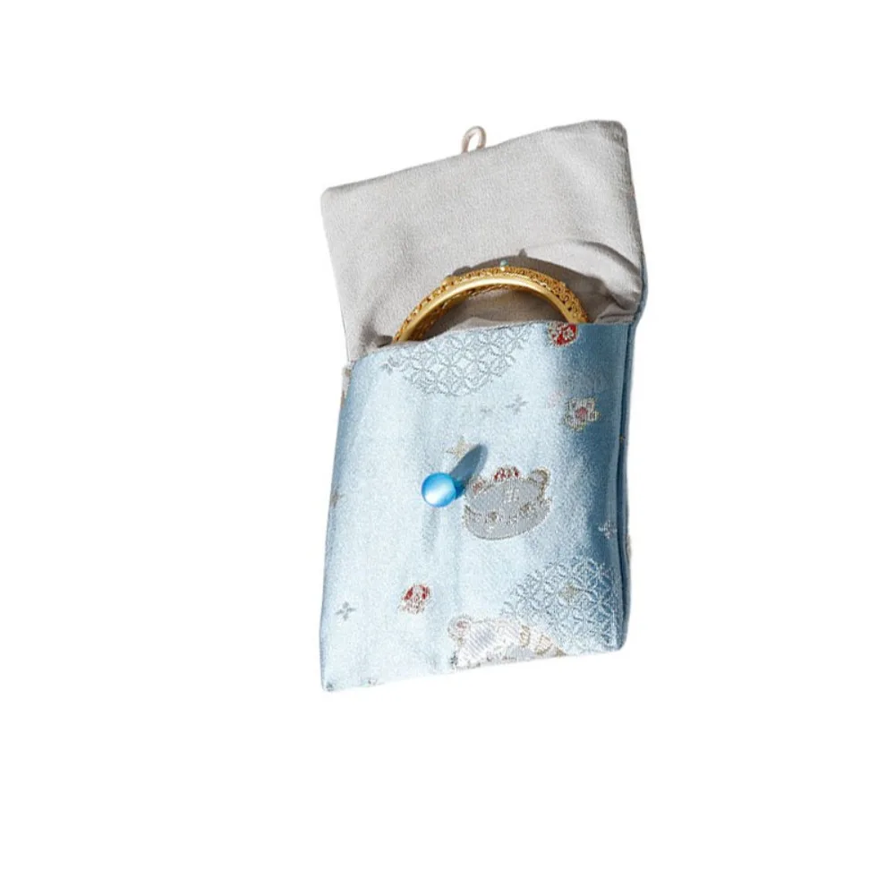 

Embroidered Flowers Jewelry Packing Bag Rings Necklace Bracelet Earrings Storage Case Chinese Style Large Capacity