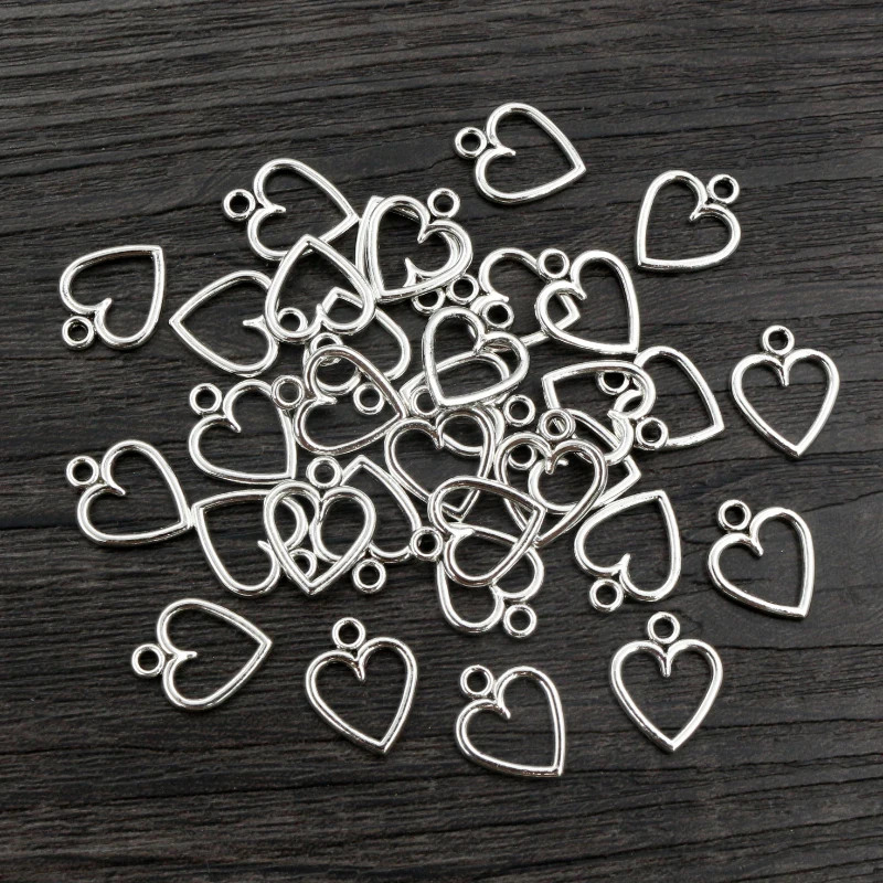 100PCS Picture Color Hollow Hearts Charms Geometry Pendant Metal Alloy DIY Necklace Bracelet Earrings Marking