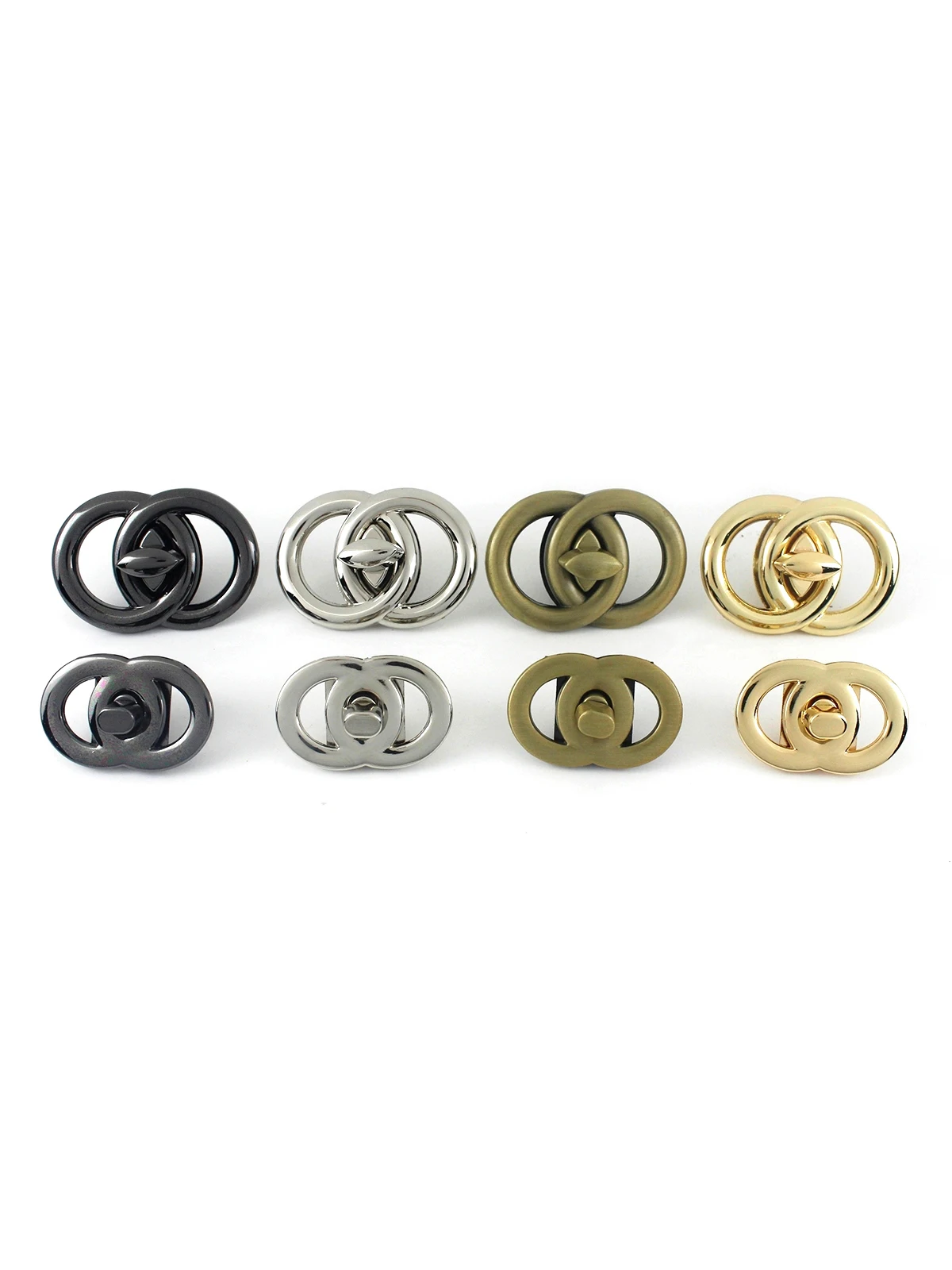 Metalowe dwa kółka Twist Turn Lock zapięcie klamra do skórzanego rzemiosła kobiet torba torebka torebka DIY akcesoria sprzętowe — zdjęcie 2