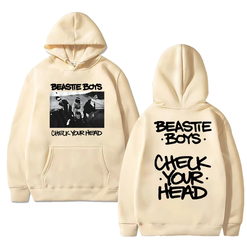 سترة Rock Beastie Boys Check Your Head Album مزدوجة الجوانب مطبوعة بغطاء للرأس للرجال والنساء ملابس الشارع الشهير للجنسين من الصوف
