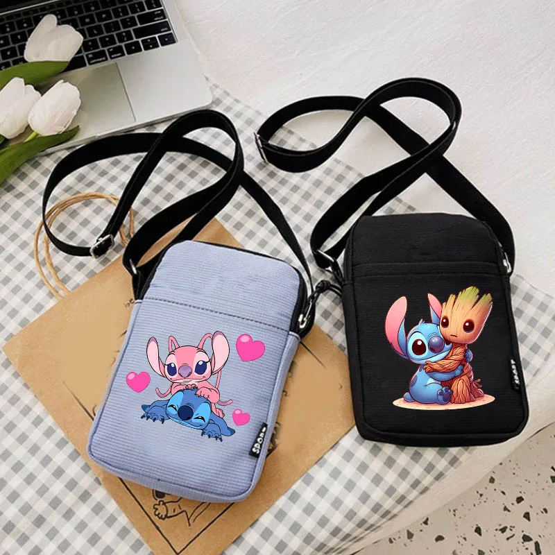 

Disney Lilo & Stitch Simple mini Shoulder Bags For Women Solid Color Milk Cotton Crossbody Bag Female Phone Messenger Handbag