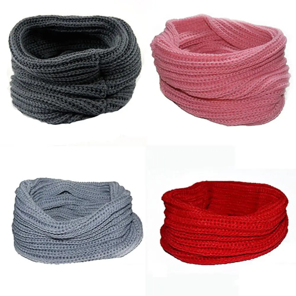 Fashion Women Knitted Scarf Men's Winter Fashion Cable Knitted Solid Scarf Shawl Neckerchief Men Neck Scarfs Ring Neck Warmer