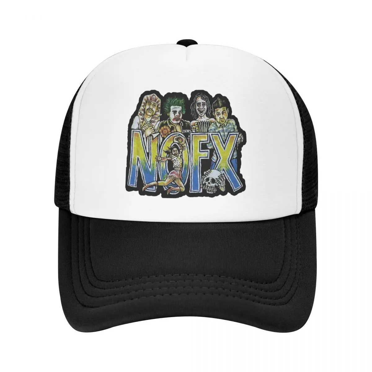 Vintage Nofx Rock Band Foam Mesh Trucker Hat Trendy Heavy Metal Music Unisex Breathable Mesh-back Snapback Cap Adjustbale